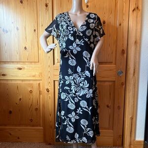 NWT Caite Floral Maxi Dress Size XL Whimsigoth Black  Cream Empire Waist